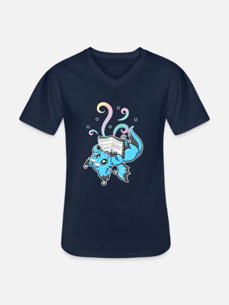 Book Fantasy Dragon - Men's V-Neck T-Shirt - navy