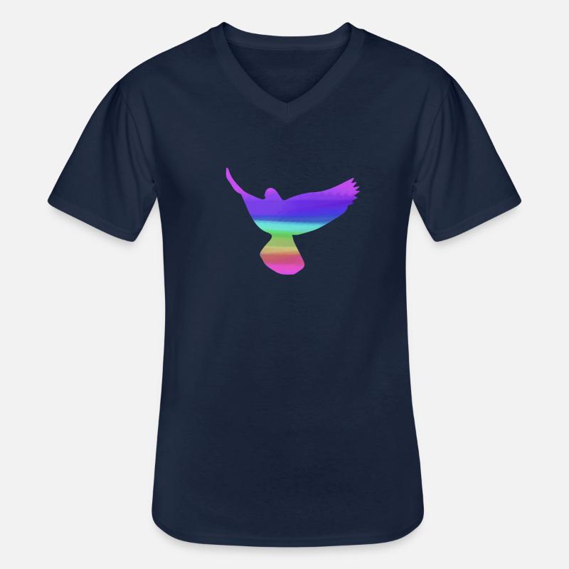 tauben,taube,vögel,regenbogen,bunt,graffiti, - Männer-T-Shirt mit V-Ausschnitt - Navy
