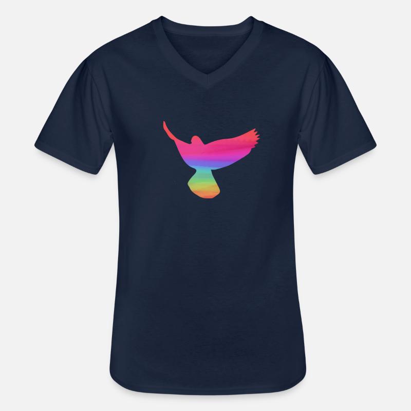 tauben,taube,vögel,regenbogen,bunt,graffiti, - Männer-T-Shirt mit V-Ausschnitt - Navy