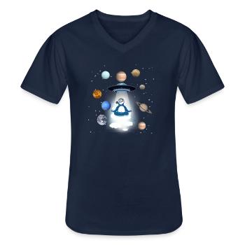 ufo,weltall,planeten,alien,astronaut,faultier - Männer-T-Shirt mit V-Ausschnitt - Navy - Vorne - AI Model Male 178 dark (178cm)