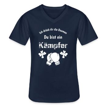 Ich drück dir die Daumen - Du bist ein Kämpfer - Männer-T-Shirt mit V-Ausschnitt - Navy - Vorne - AI Model Male 178 dark (178cm)