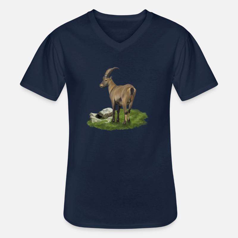 Steinbock - Männer-T-Shirt mit V-Ausschnitt - Navy