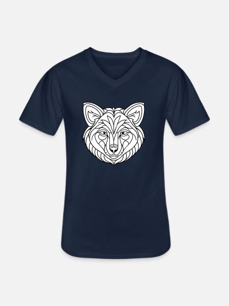 Wolfsgesicht - Männer-T-Shirt mit V-Ausschnitt - Navy