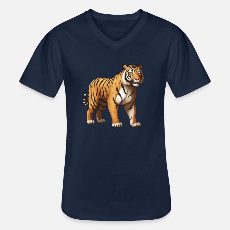 Tiger Tier - Männer-T-Shirt mit V-Ausschnitt - Navy