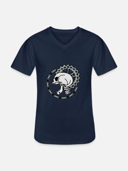 Skull Chain Punk-3c - Männer-T-Shirt mit V-Ausschnitt - Navy