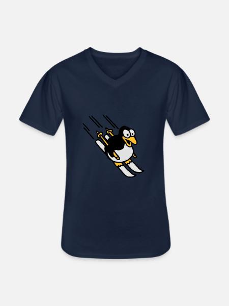 pinguin_ski_022011_e_3c - Männer-T-Shirt mit V-Ausschnitt - Navy