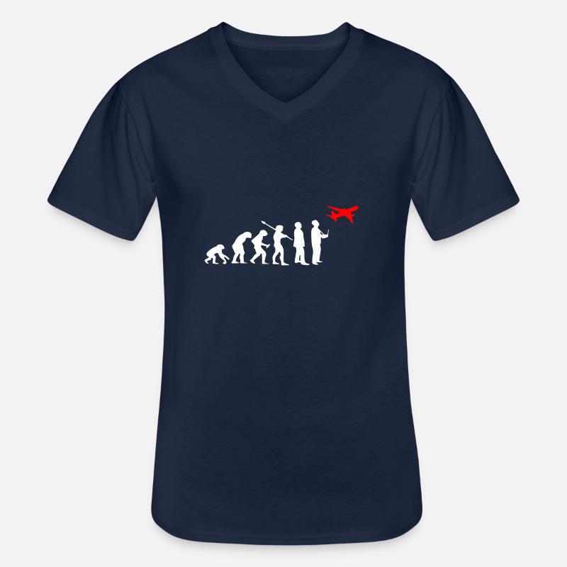Modèle pilote avion Evolution modèle - T-shirt col V Homme - marine