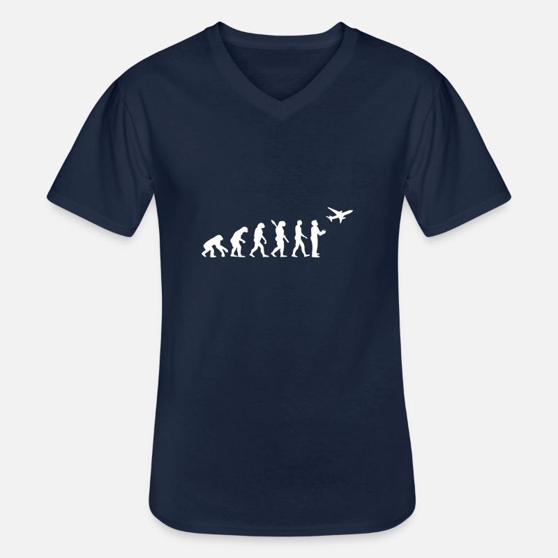 Model Flieger Flugzeug Evolution Modellflugzeug - Männer-T-Shirt mit V-Ausschnitt - Navy