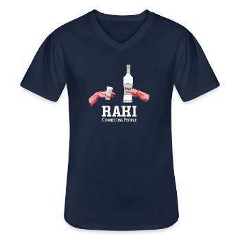 Creation of Adam - Michelangelo Raki - Men's V-Neck T-Shirt - navy - Front - AI Model Male 178 dark (178cm)