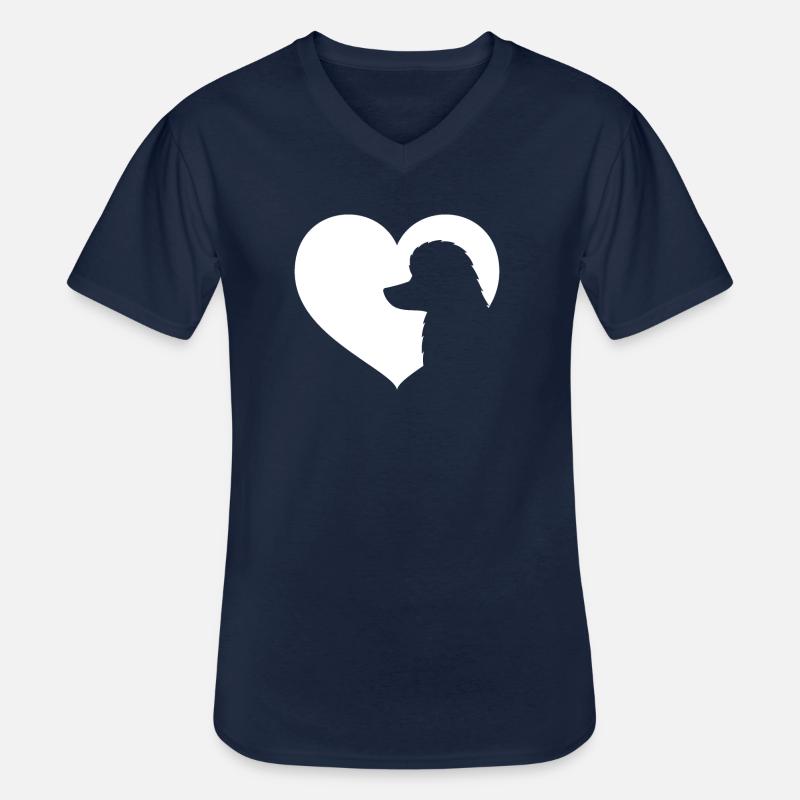 Pudel-Hundeherz-Schattenbild - Pudel - Männer-T-Shirt mit V-Ausschnitt - Navy