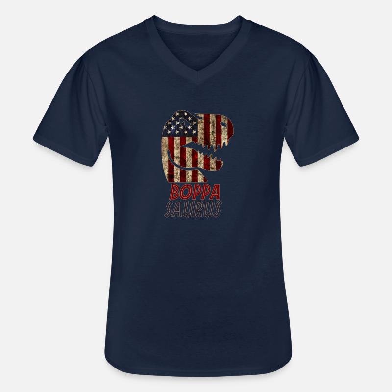 Patriotic Boppa Dinosaur - Männer-T-Shirt mit V-Ausschnitt - Navy