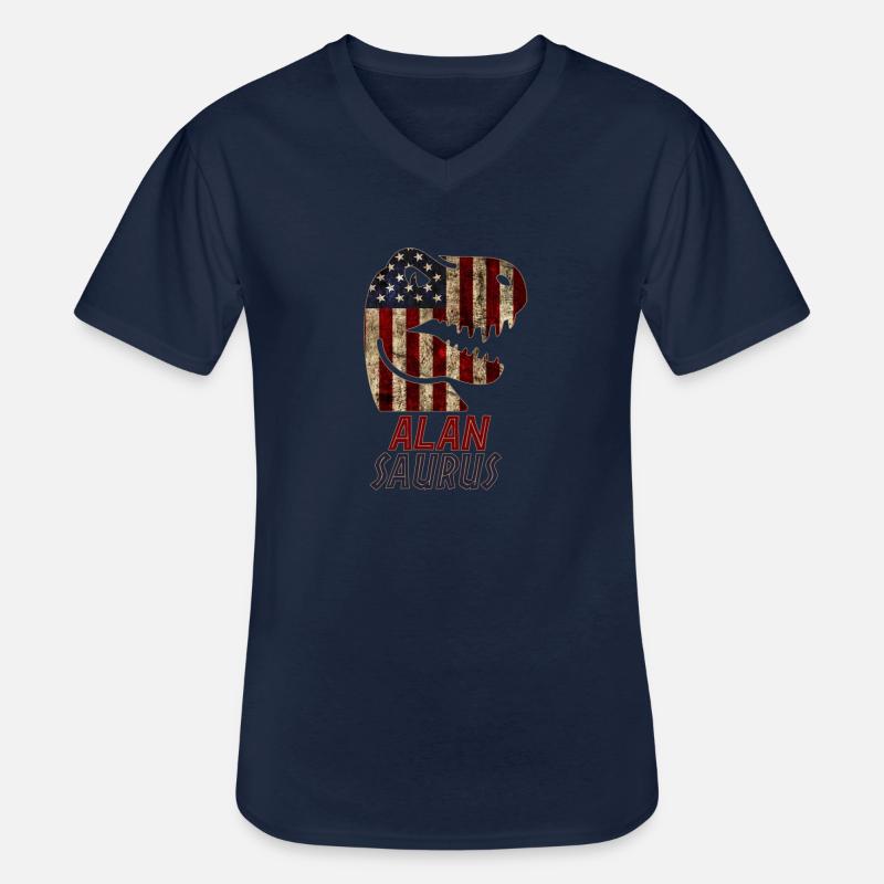 Patriotic Alan Dinosaur Alansaurus - Männer-T-Shirt mit V-Ausschnitt - Navy