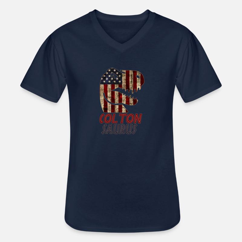Patriotic Colton Dinosaur Coltonsaurus - Männer-T-Shirt mit V-Ausschnitt - Navy