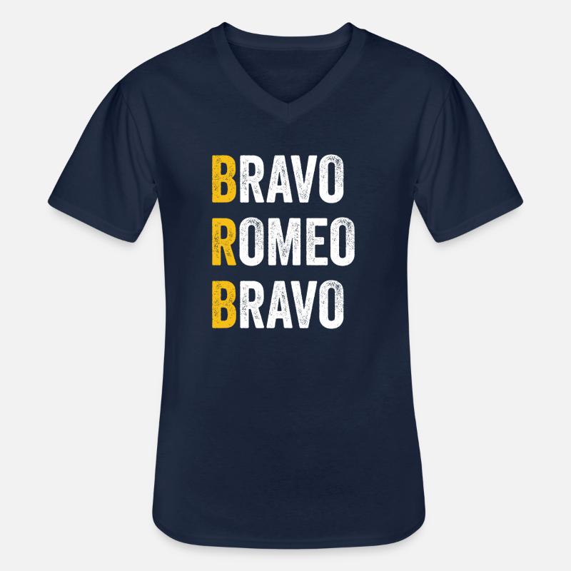 Computer-Chat Bravo Romeo Bravo - BRB - Männer-T-Shirt mit V-Ausschnitt - Navy