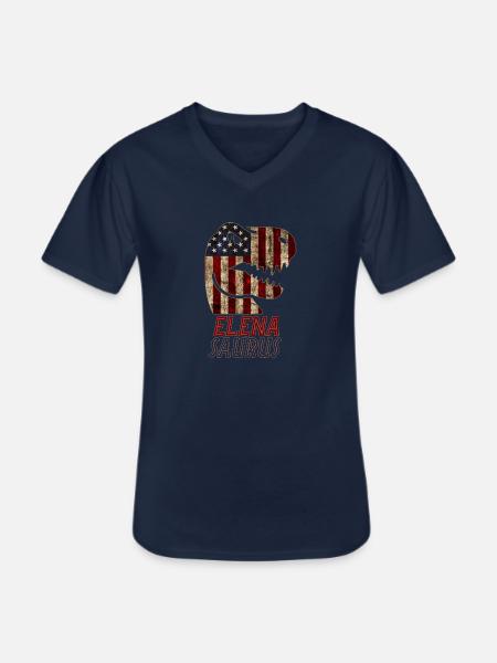 Patriotic Elena Dinosaur Elenasaurus - Men's V-Neck T-Shirt - navy