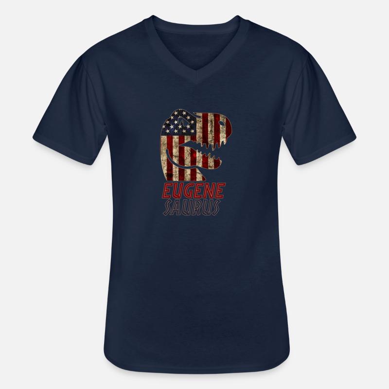 Patriotic Eugene Dinosaur Eugenesaurus - Men's V-Neck T-Shirt - navy
