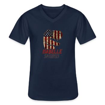 Patriotic Isabelle Dinosaur Isabellesaurus - Men's V-Neck T-Shirt - navy - Front - AI Model Male 178 dark (178cm)