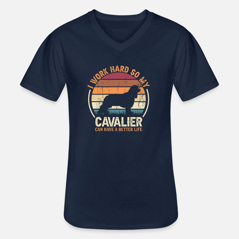 Arbeite Hart - Retro Cavalier - Männer-T-Shirt mit V-Ausschnitt - Navy