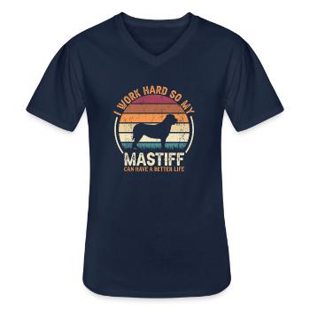Travaillez dur - Retro Mastiff - T-shirt col V Homme - marine - Devant - AI Model Male 178 dark (178cm)