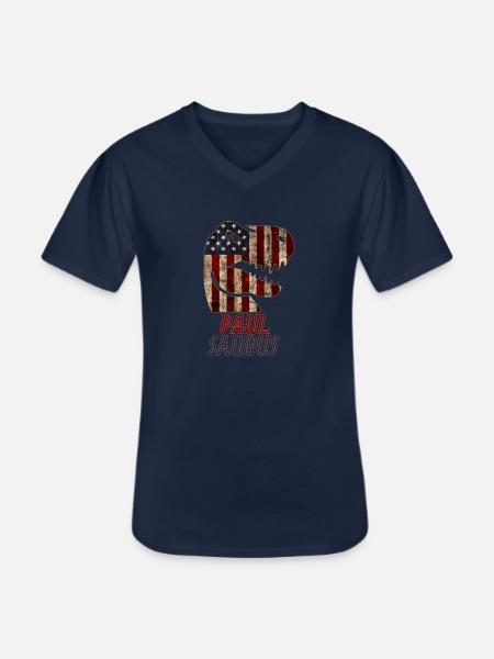 Patriotic Paul Dinosaur Paulsaurus - Men's V-Neck T-Shirt - navy