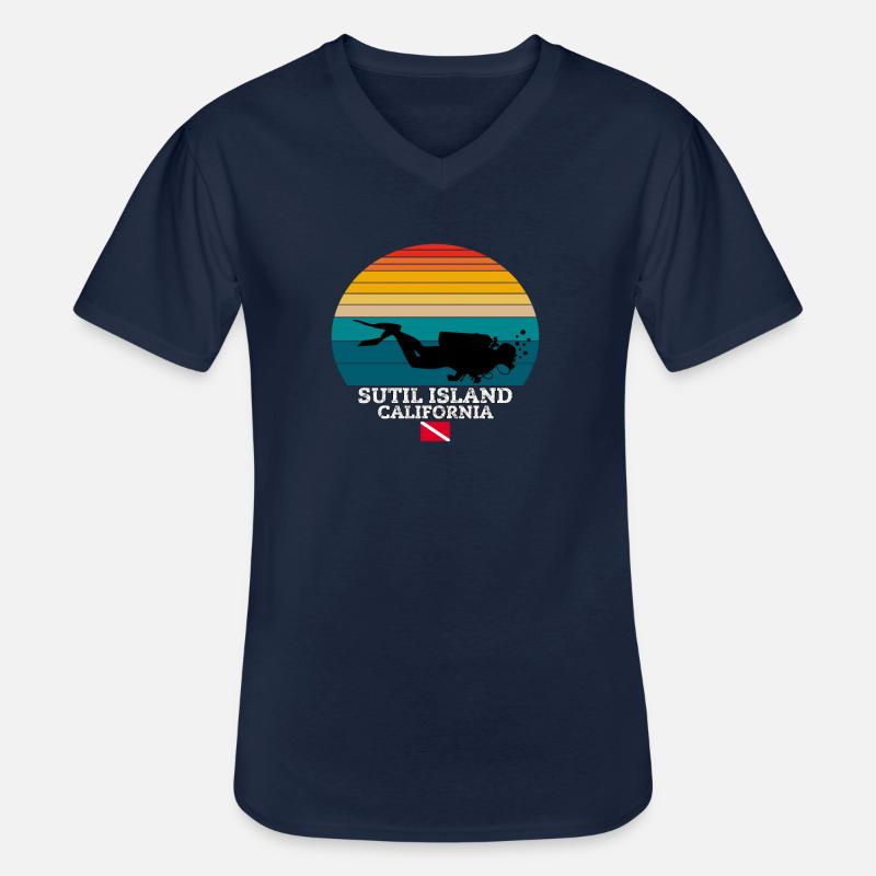 Sutil Island US Island Diving - Männer-T-Shirt mit V-Ausschnitt - Navy