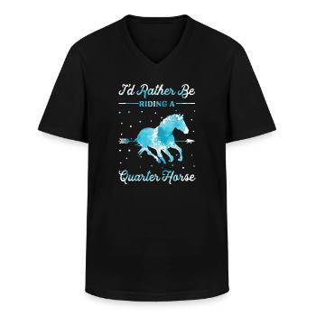 Riding a Quarter Horse - Men's V-Neck T-Shirt - black - Front - AI Model Male 178 dark (178cm)