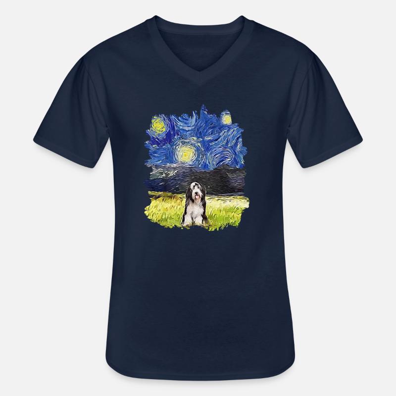 Sternennacht - Bärtiger Collie - Männer-T-Shirt mit V-Ausschnitt - Navy
