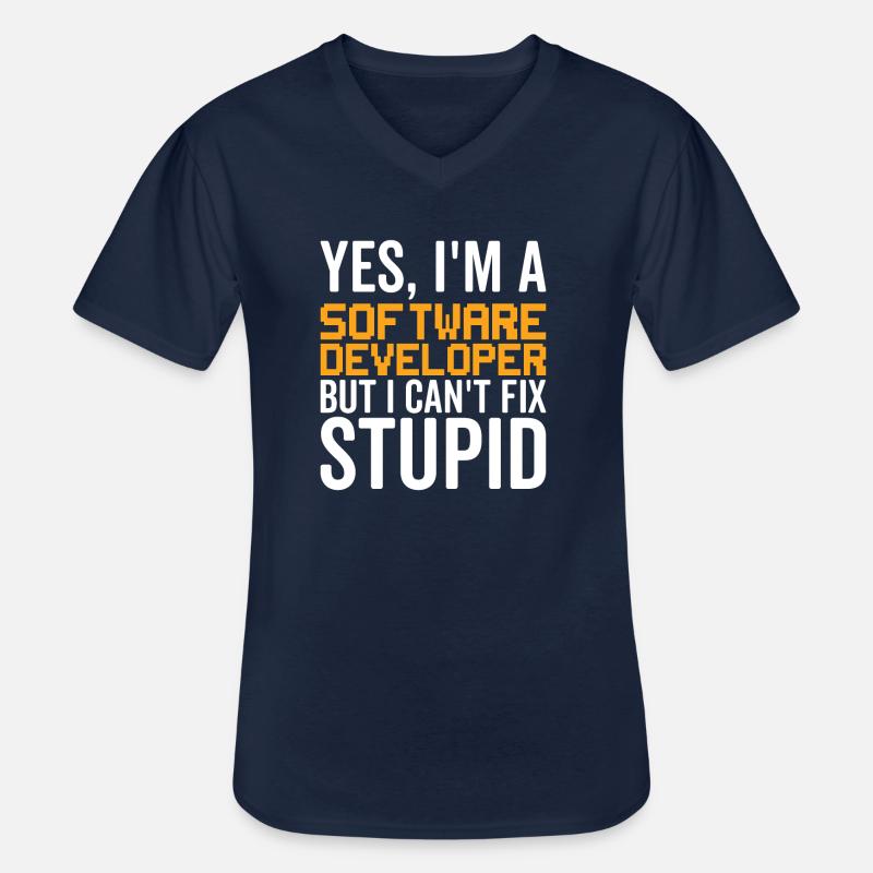 Stupid - Software Developer - Men's V-Neck T-Shirt - navy