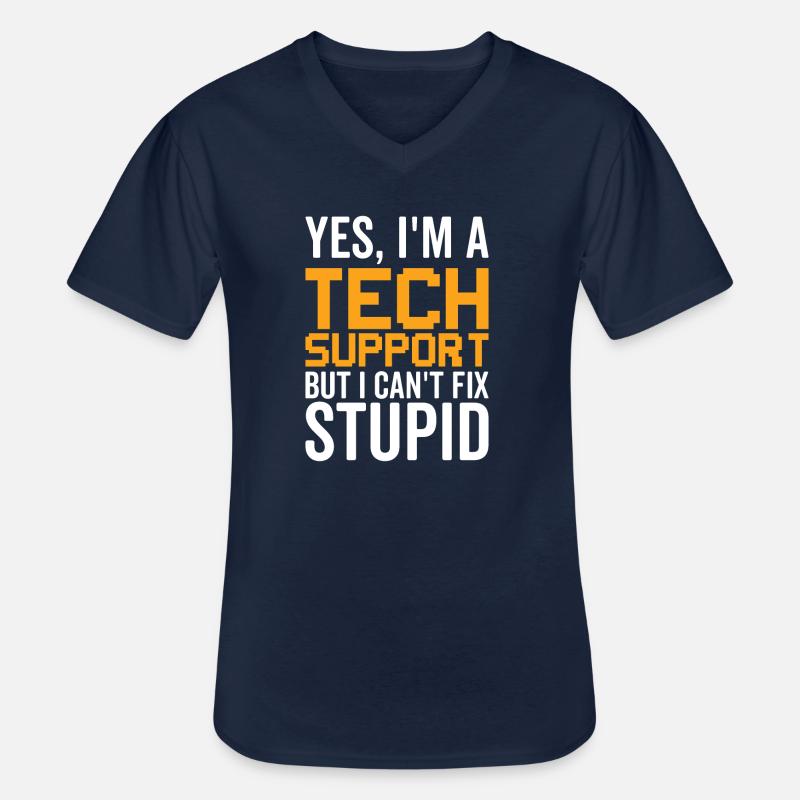 Dumm - Technical Support - Men's V-Neck T-Shirt - navy