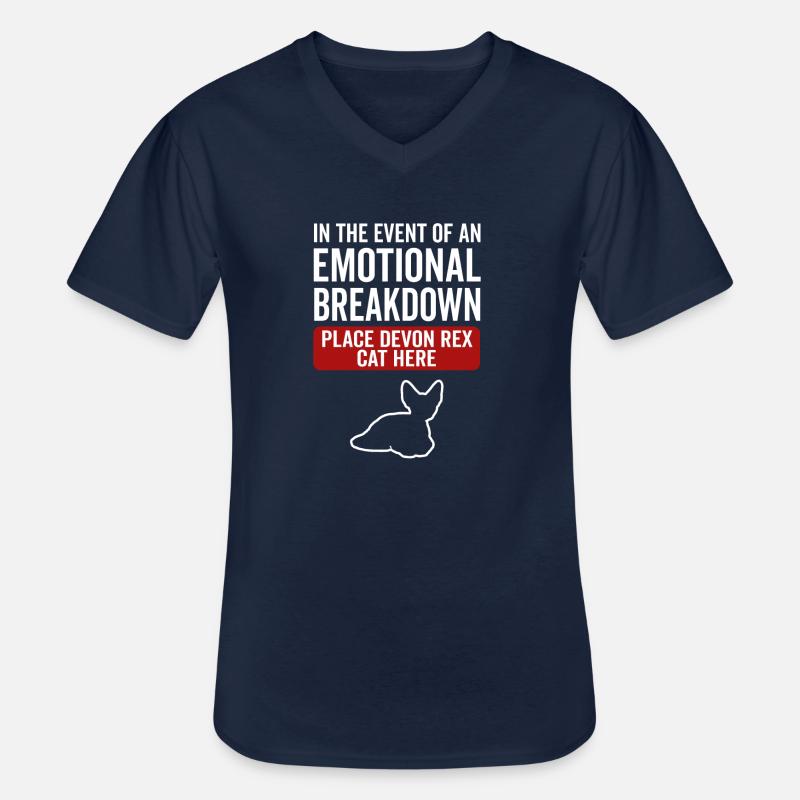 Emotional - Devon Rex Cat - Men's V-Neck T-Shirt - navy