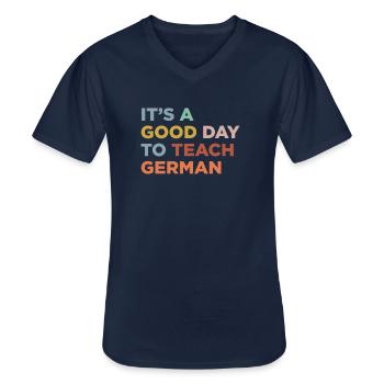 Deutschlehrer Unterrichten - Männer-T-Shirt mit V-Ausschnitt - Navy - Vorne - AI Model Male 178 dark (178cm)