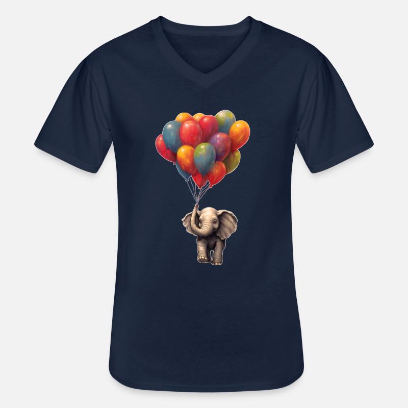 Elefant mit Luftballon - Männer-T-Shirt mit V-Ausschnitt - Navy