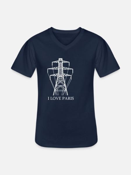 Palo della luce come satira della Torre Eiffel "I Love Paris" - Maglietta da uomo classica con scollo a V - navy