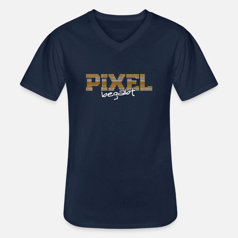 Pixel begabt - Männer-T-Shirt mit V-Ausschnitt - Navy
