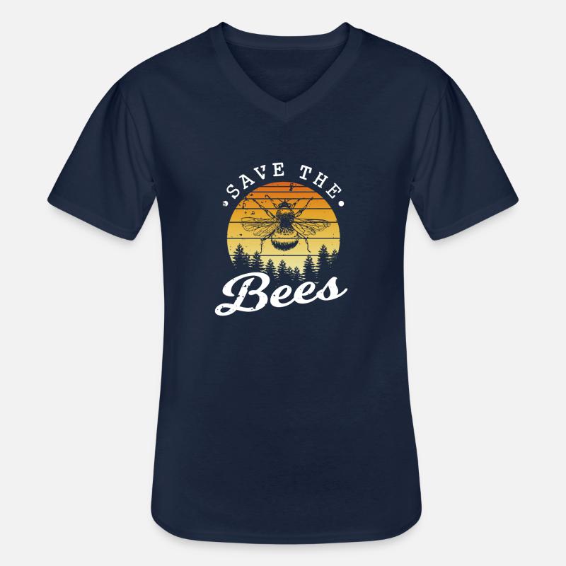Die Bienen retten - Männer-T-Shirt mit V-Ausschnitt - Navy
