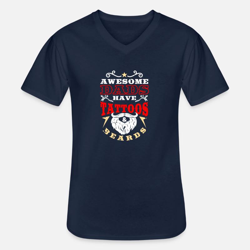 Papa-Bart-Tätowierungen - Männer-T-Shirt mit V-Ausschnitt - Navy