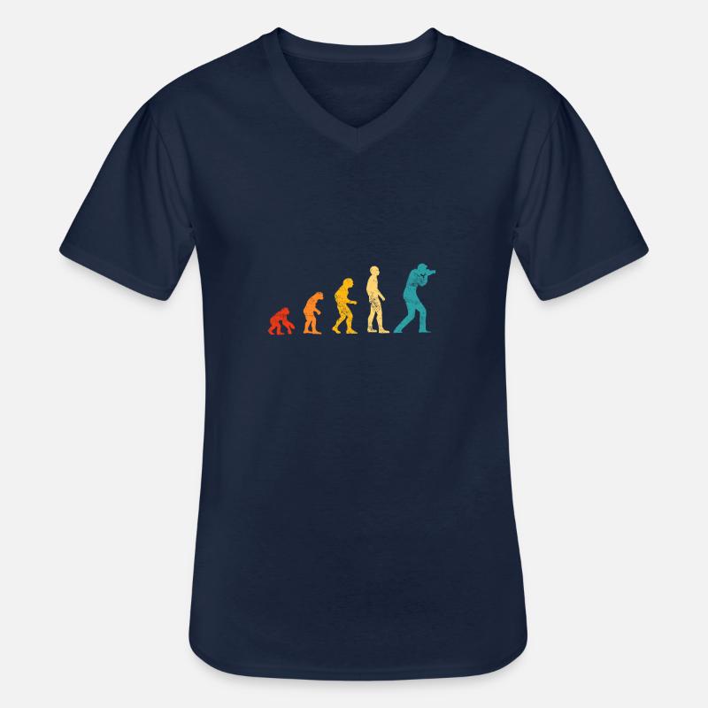 Retro evolution photographer - Men's V-Neck T-Shirt - navy