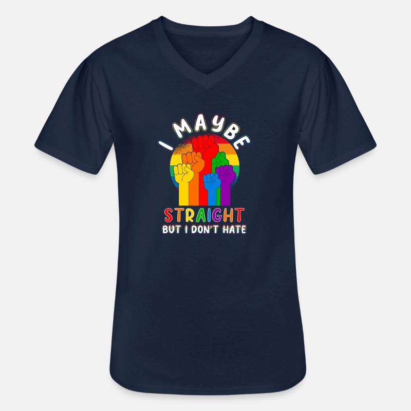 LGBT Rainbow Straight - Männer-T-Shirt mit V-Ausschnitt - Navy