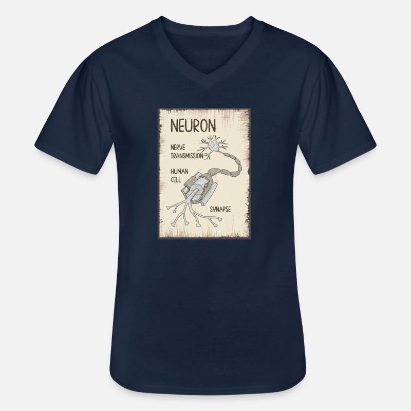 neurone - Maglietta da uomo classica con scollo a V - navy