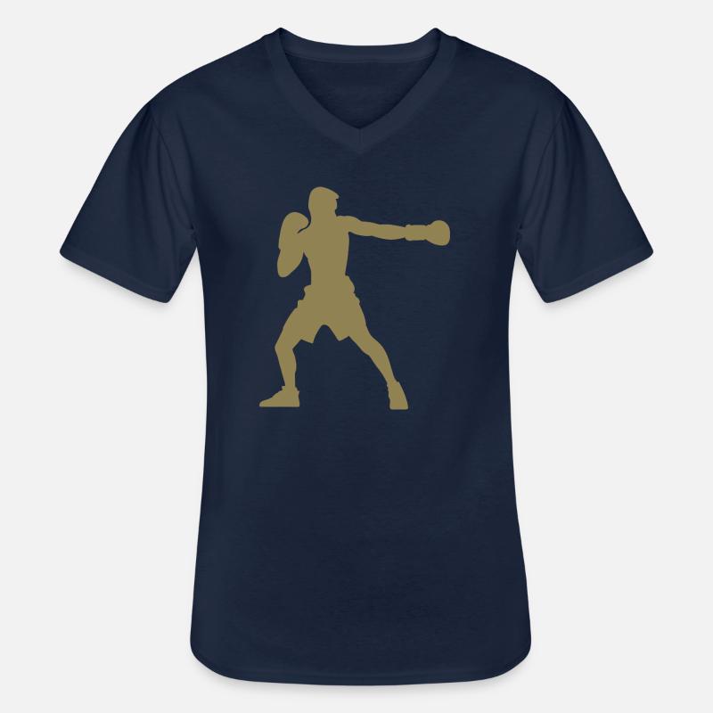 Silhouette del pugile, design vivido della boxe - Maglietta da uomo classica con scollo a V - navy