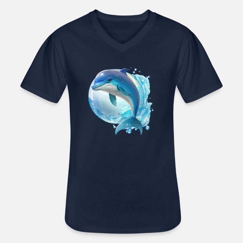 Der Delfin - Männer-T-Shirt mit V-Ausschnitt - Navy