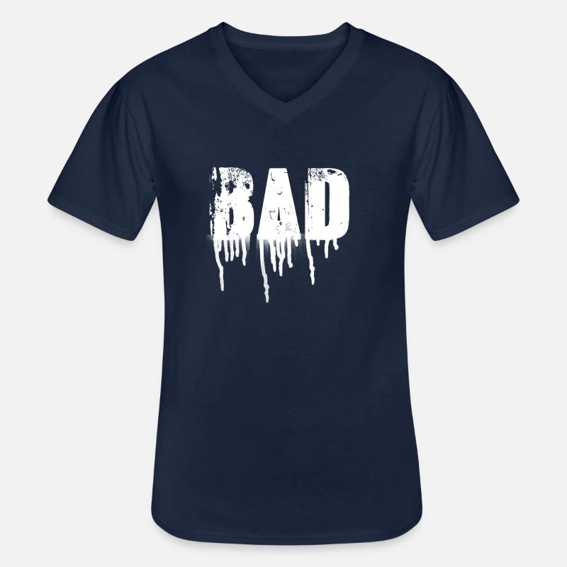 bad,schrift,weiss,graffiti,typo,stencil - Männer-T-Shirt mit V-Ausschnitt - Navy