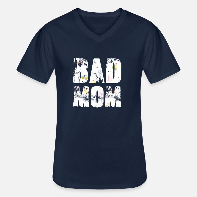 bad mom,mom,graffiti,typo,schrift,icons - Männer-T-Shirt mit V-Ausschnitt - Navy