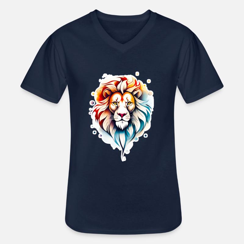 Löwe - Männer-T-Shirt mit V-Ausschnitt - Navy