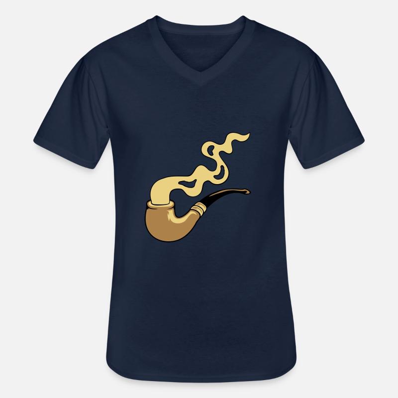 Qualmen Tabakpfeife Rauch - Männer-T-Shirt mit V-Ausschnitt - Navy