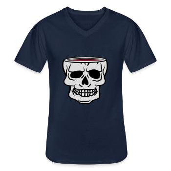 Mug Skull Horreur Halloween - T-shirt col V Homme - marine - Devant - AI Model Male 178 dark (178cm)