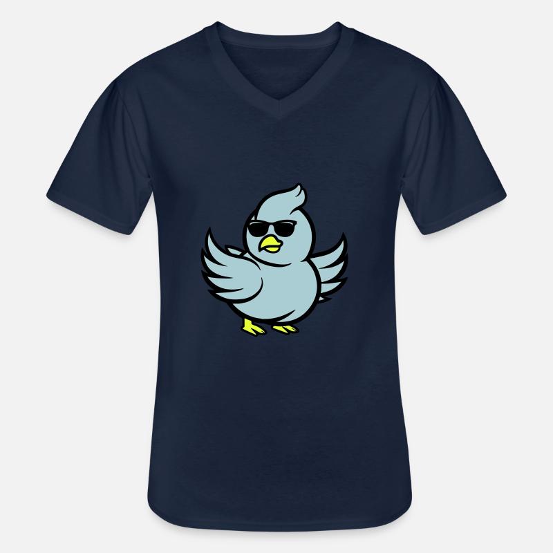 taube comic sonnenbrille - Männer-T-Shirt mit V-Ausschnitt - Navy