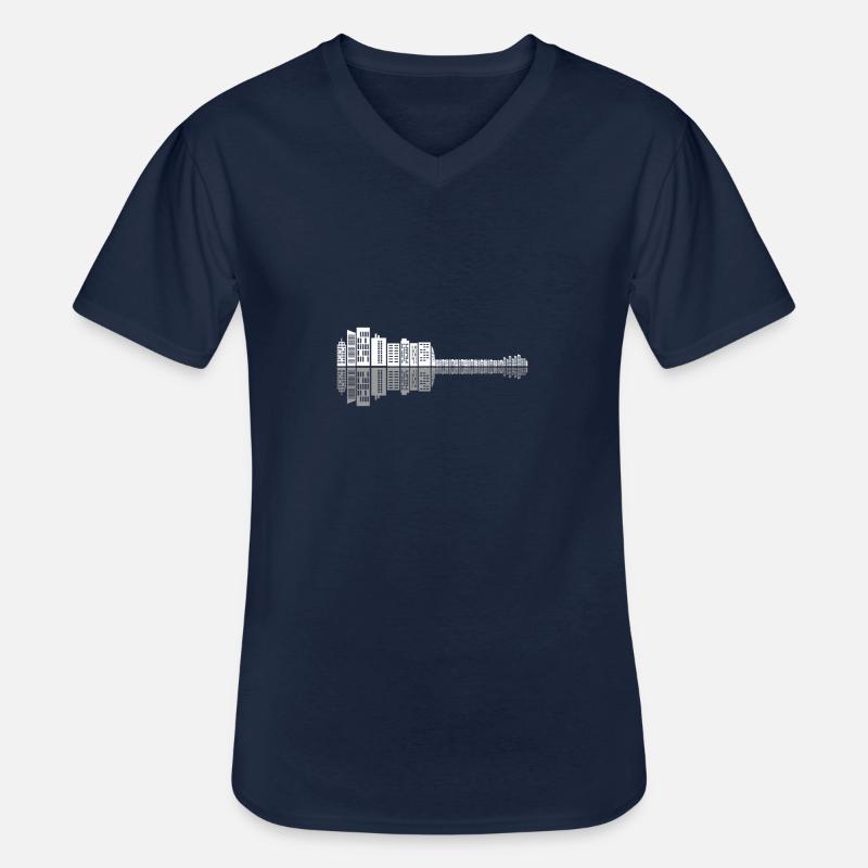 E-Gitarre - Männer-T-Shirt mit V-Ausschnitt - Navy