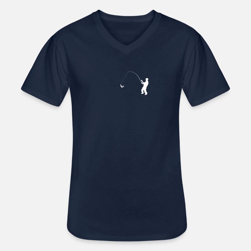 Angler Evolution Pocket Geschenkidee - Männer-T-Shirt mit V-Ausschnitt - Navy