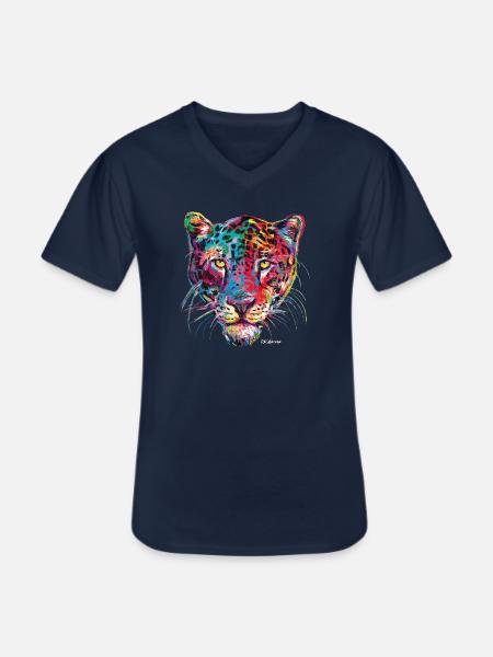 PD Moreno Leopard - Men's V-Neck T-Shirt - navy